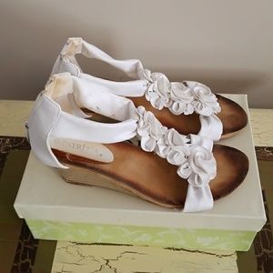 Patrizia White Floral Wedges